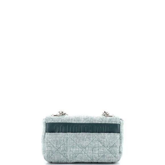 Christian Dior Caro Bag Macrocannage Quilt Linen Small Green - Picture 3 of 6